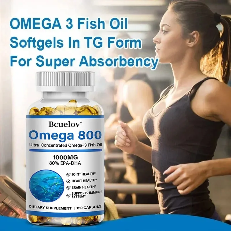 Bcuelov Fish Oil Omega 3 Supplements 1000mg Softgels Omega 3 Fish Oil for Healthy Heart Brain Support 30/60/120 Capsules