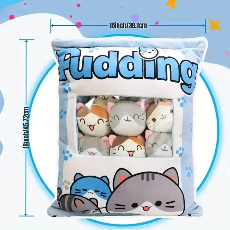 Cute Cat Rabbit Snack Pillow Pudding Decorative Stuffed with Mini Animal Cat Dolls Pudding Plush Toy Kawaii Plush Pillow Gifts