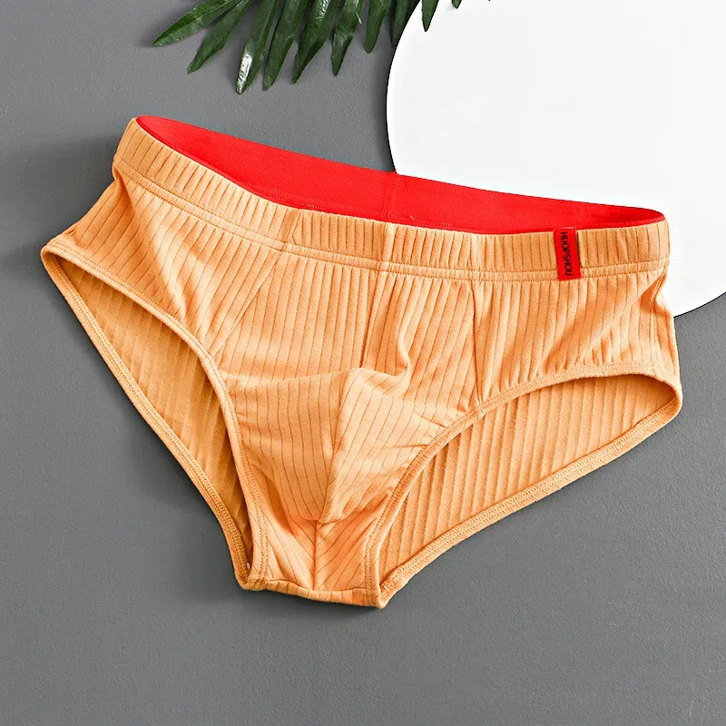 1/3 pçs cuecas masculinas meados de cintura elástica macia respirável anti-séptico u convexo listrado cor sólida casual cuecas masculinas