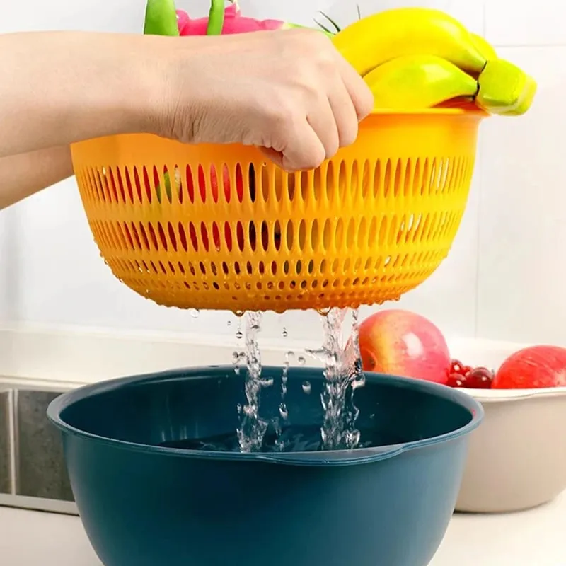 6PCS Kitchen Sink Vegetable Drainer Fruit Basket for Multifunctional 3 Size Stackable Washing Basin Vegetable Drain Basket Basin — image 3