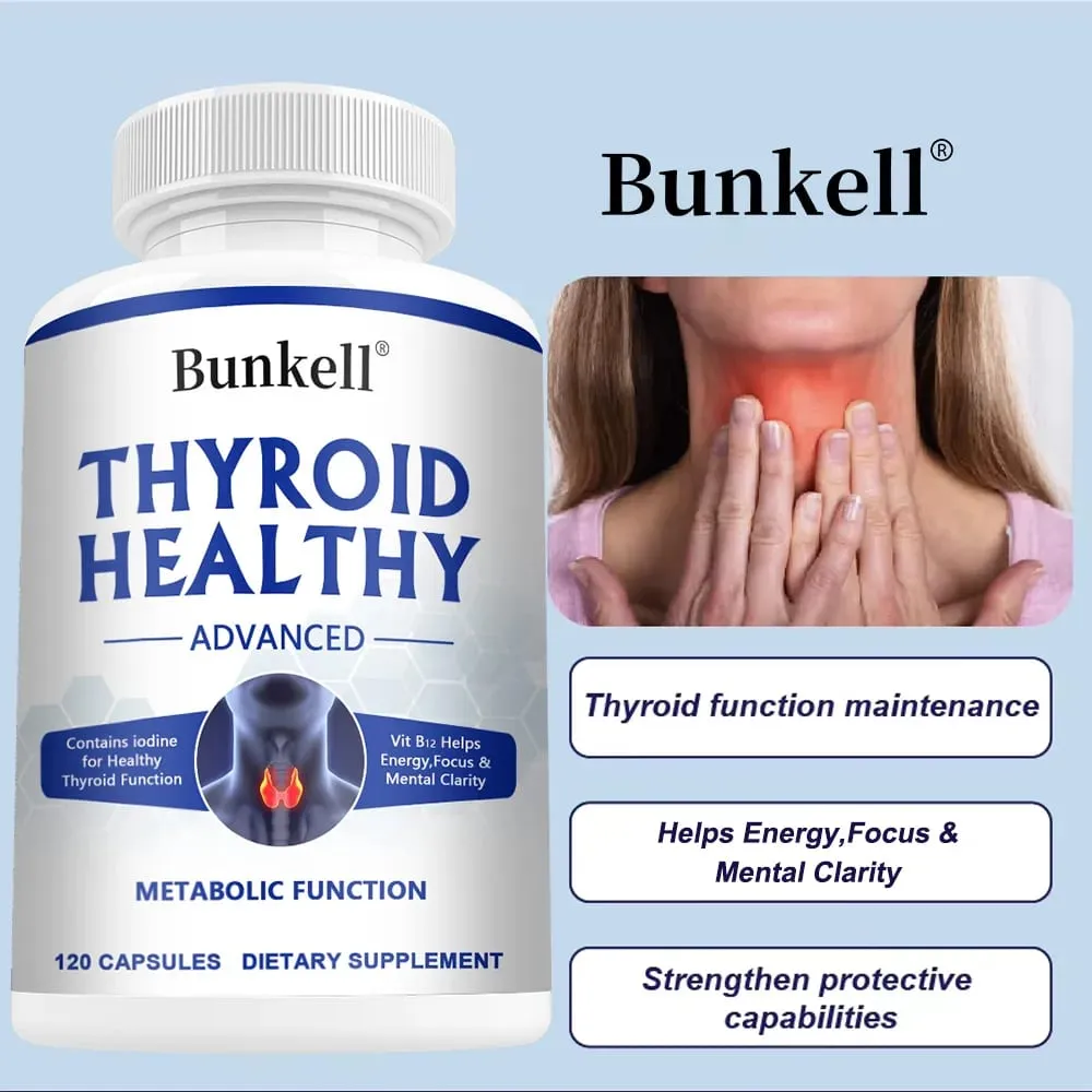 Thyroid Support Complex Capsules - with Iodine Selenium Zinc L-Tyrosine & Ashwagandha - Energy Metabolism & Cognitive Support