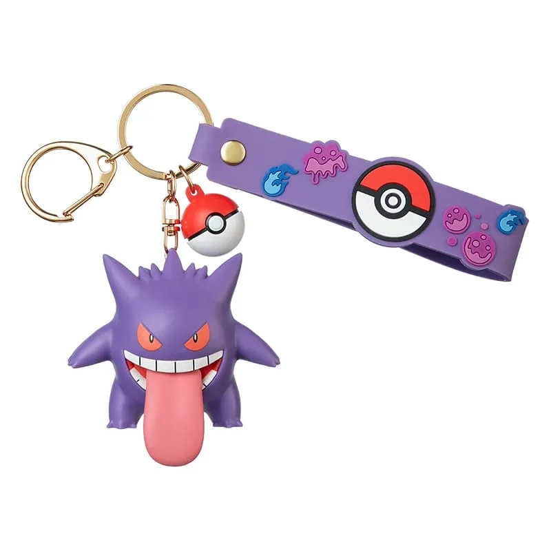 Genuine Pokemon Pikachu Keychain Gengar Morpeko Cubone Snorlax Mimikyu Anime Action Figure Toy Keyring Fragrance Pendant Gift