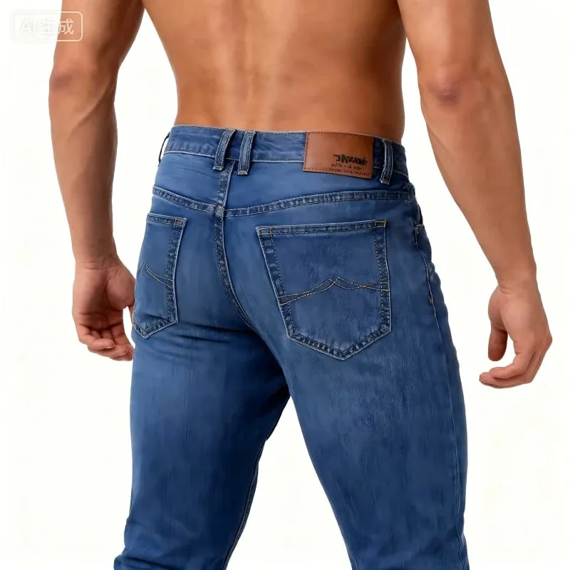 2025 New Autumn Classic Men's Fitted Stretch Jeans High-end Blue Black Casual All-Match Pants Straight Leg Men's Pants