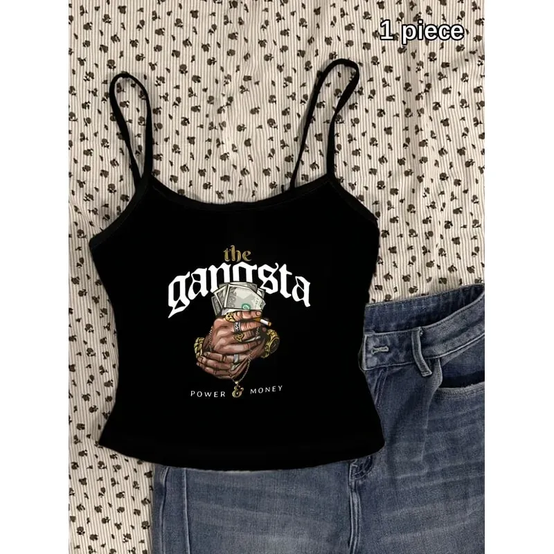 Hip Hop Gangsta Money Hand Print Cami Ta
