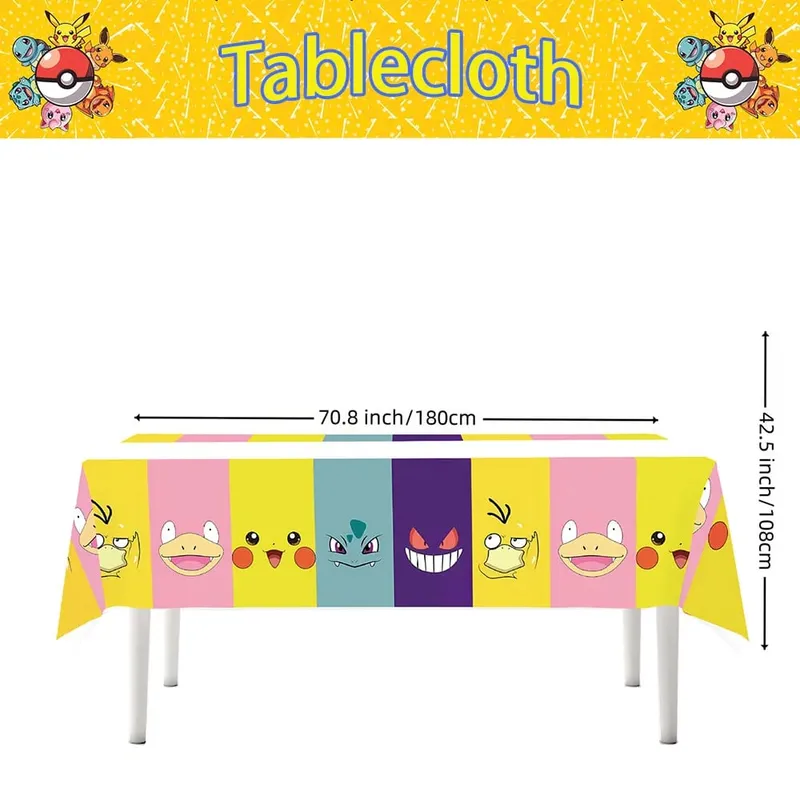 1/10Pcs Pokemon Tablecloth Birthday Decoration Disposable Tablecloth Pikachu Tablecover Kids Birthday Gifts Baby Shower Supplies