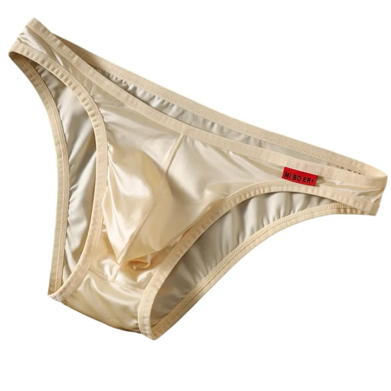 Mga Lalaking Satin-like Bikini Ice Silk Stretch Brief Pouch Lingerie Breathable Panties Seamless Underpants Japanese Thongs