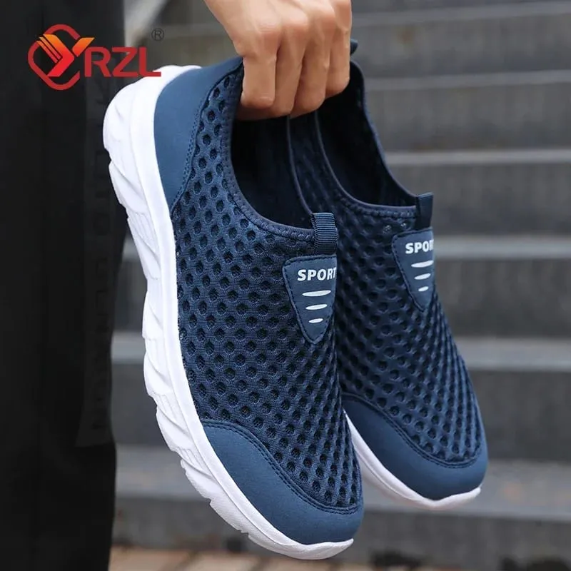 Sapatos de malha respirável masculino deslizamento em tênis casuais masculinos antiderrapantes sapatos de caminhada ao ar livre para homem