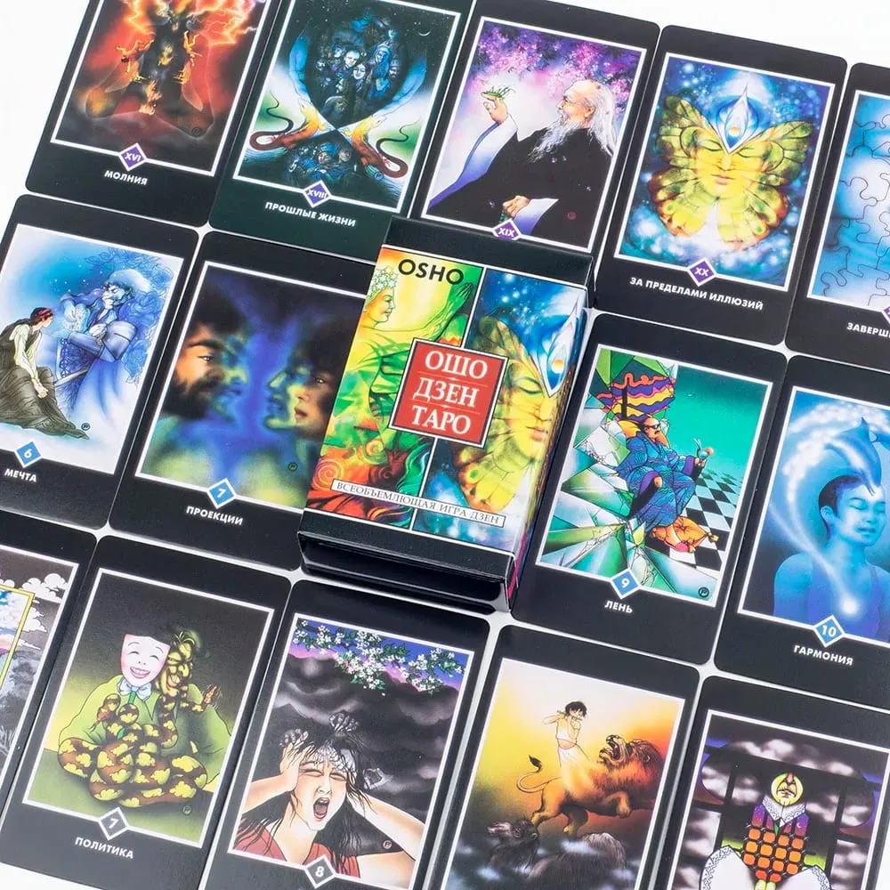 ОШО ДЗЕН ТАРО OSHO ZEN TARO 79Pcs Russian Visions Fate Divination Tarot Cards FortuneTelling Card Games Party Board Game10.3x6CM