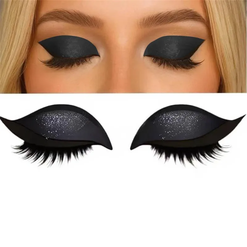 Reusable 1 Pair Lazy Eye Shadow Eyelash Patch 2-In-1 Eye Makeup Sticker With False Lashes & Shadow Waterproof Cosmetic Tools