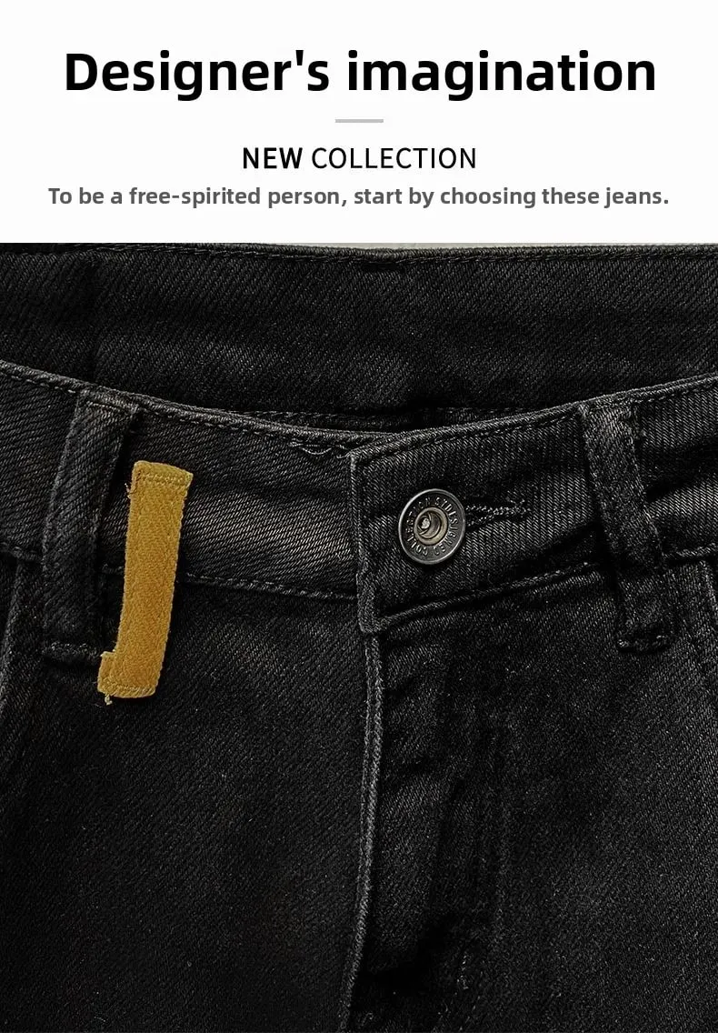 Autumn New Handsome Trendy Brand Black Harlan Jeans Casual Pants Loose Small Straight Casual Trousers Baggy Cargo Pants Man — image 3