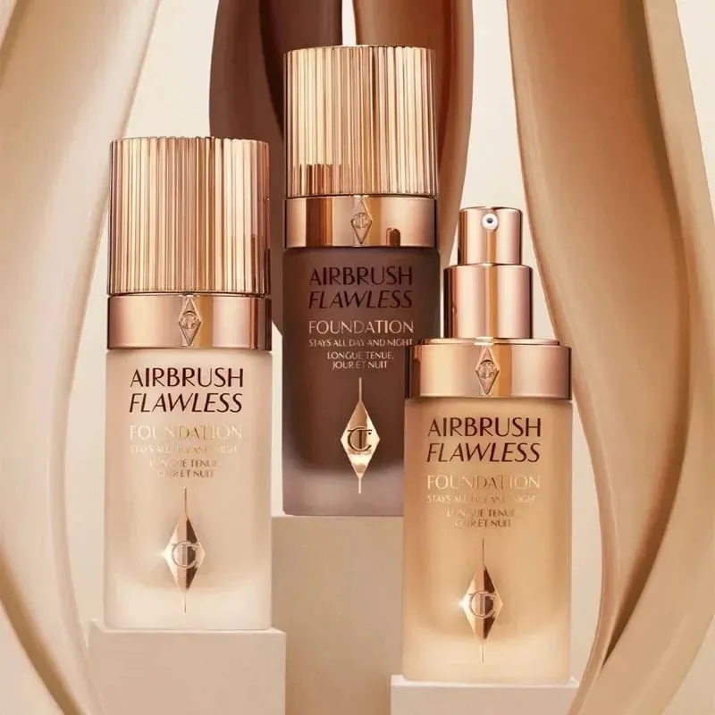 Charlotte Tilbury Lip Gloss High Shine Non Sticky&Airbrush Powder Soft Focus Mattifying&Foundation Lightweight Radiant Makeup