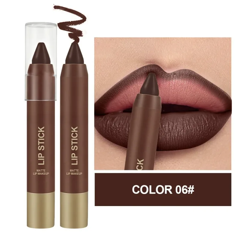 Matte Soft Mist Lip Liner Lipsticks 6 Colors Smooth and Pigmented Non-Stick Chocolate Lipsticks