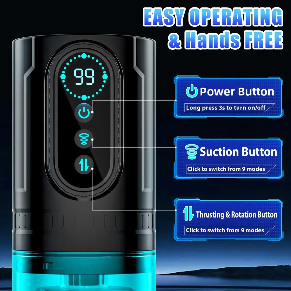 Telescopic Sucking Masturbator for Men Rotating Blowjob Masturbation Cup LCD Display Pocket Pussy Penis Pumps Sex Toys for Adult