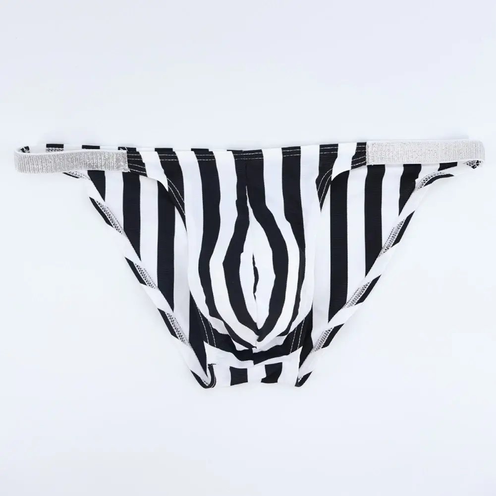 Comodi slip da uomo in lingerie bikini neri bianchi a righe intimo sportivo casual uomo tanga mutandine sospensorio — image 1