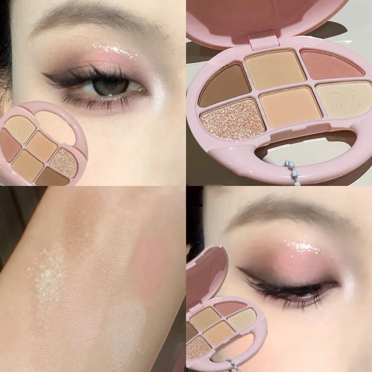 6 Colors Brown Chestnut Eyeshadow Palette Matte Shimmer Eye Shadow Brighten Waterproof Glitter Pink Eyes Pigments Makeup Palette