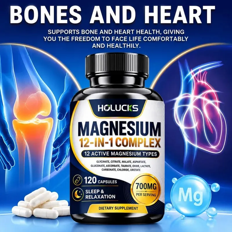 Magnesium Capsules with 1000mg Citrate Support Relaxation Relieve Fatigue Cardiac Health Daily Vitality for Men & Women