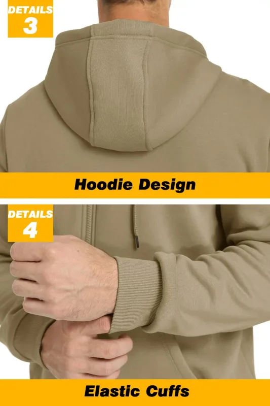 Big Pockets Fleece Lining Hoodies Mens Hooded Coats Full Zip Up Casual Hoodie Jackets Athlete Running Hiking Sportswear — image 6