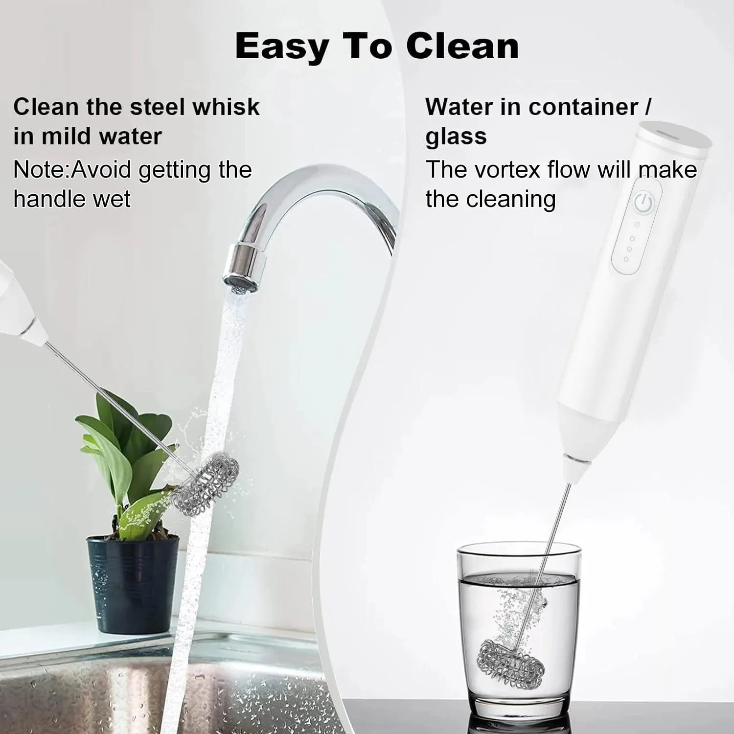 Milk Frother USB Rechargeable 3 Speeds Foam Maker Coffee Whisk Mixer Electric Handle Blender Egg Beater