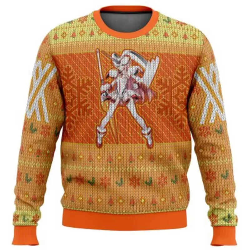 Anime One Piece Luffy Christmas Ugly Sweater 3D Sweatshirt Toppar Höst Vinter Cosplay Santa Claus Pullover Tröjor Present — image 2