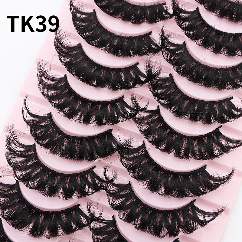 10 Pairs Russian DD Curl Bulk Fluffy Strip Lashes Natural Soft False Eyelashes Reusable Handmade Eye Lashes for Daily&Party