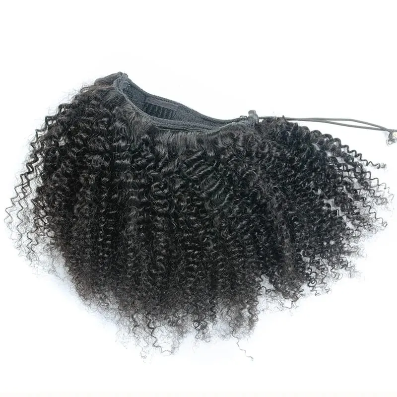 Ms Afro Kinky Curly Ponytail Human Hair Extensions Drawstring 3C 4A Wrap Around Ponytails 10-22Inch Clip In Hair Extensions Remy