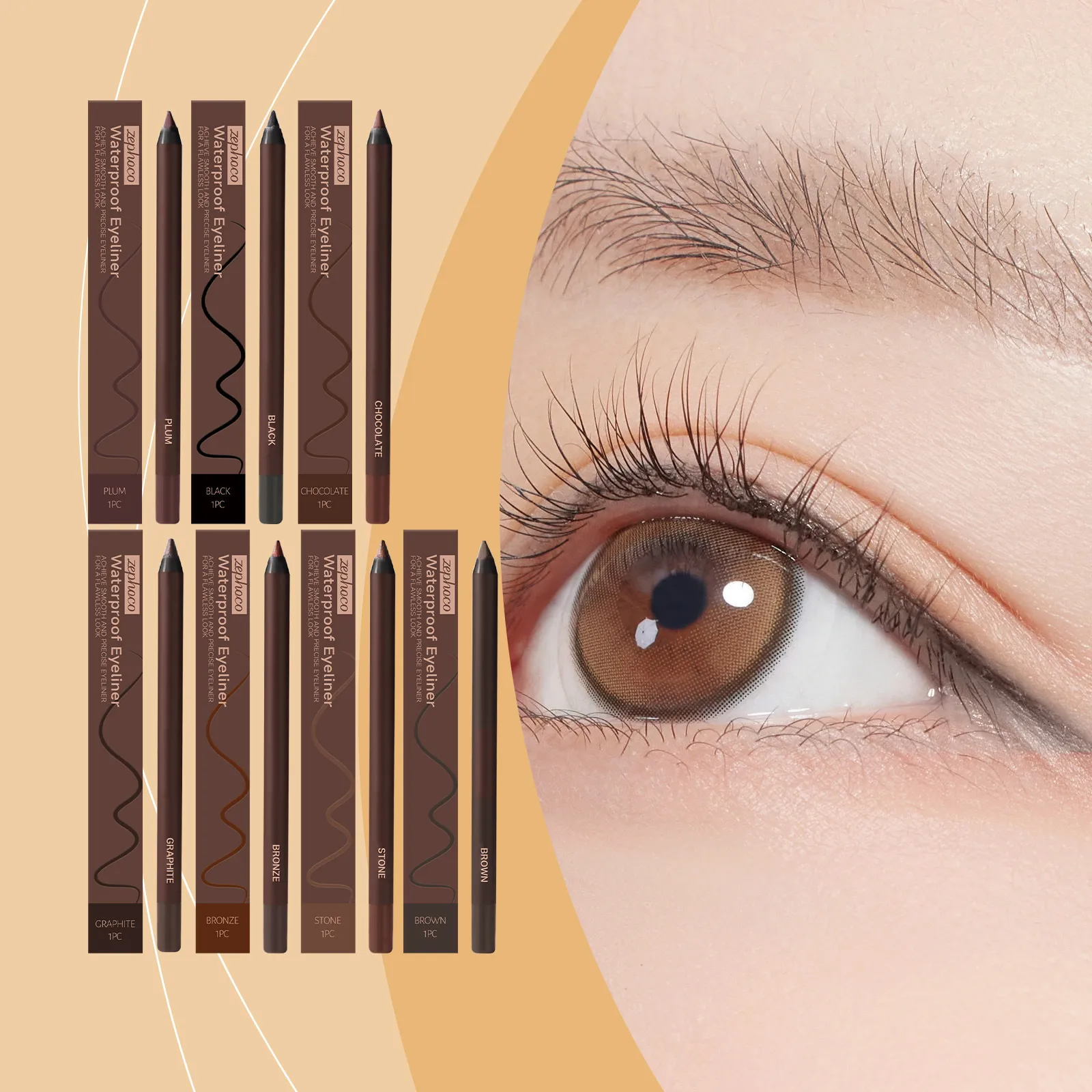 Waterproof Eyeliner Brown Smooth Matte Eye Liner Long Lasting Non Smudging High Pigmented Eyebrow Pencil Punk Eye Makeup — image 2