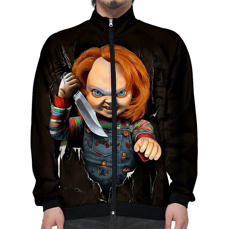 Coats Horror Movie Chucky Stand Collar Jackets Seed of Chucky Sweatshirt Cosplay Costume Long Sleeve Zipper Hoodies