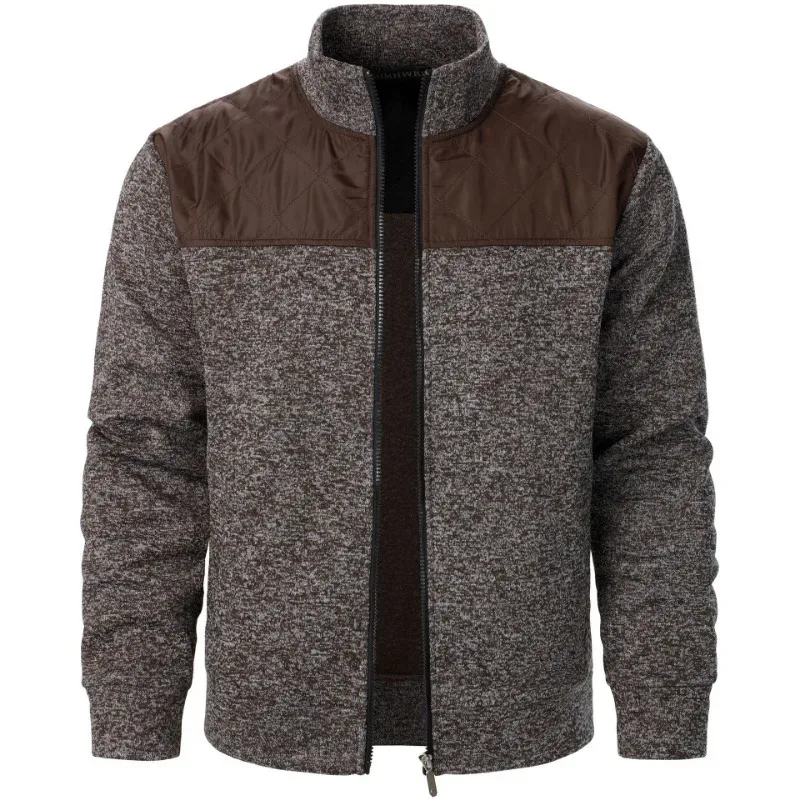 Men's Patchwork Sweatshirts Stand Collar Jacket Slim Fit Cardigan Streetwear Sportswear Casual Zip Up Coat Outdoor Tracksuit Men — image 8