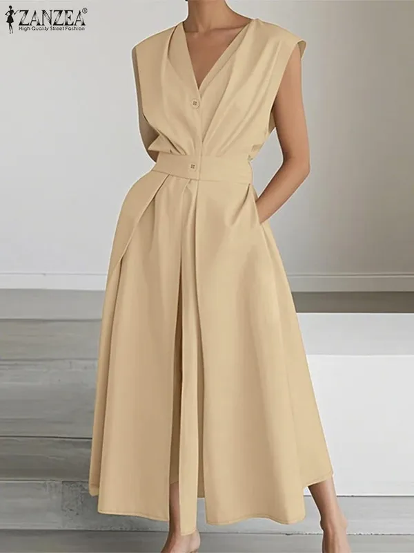 Elegant Chic Women Long Dresses Casual Short Sleeve Collared High Waisted Casual & Day Shirt Dress Solid Color S-3XL