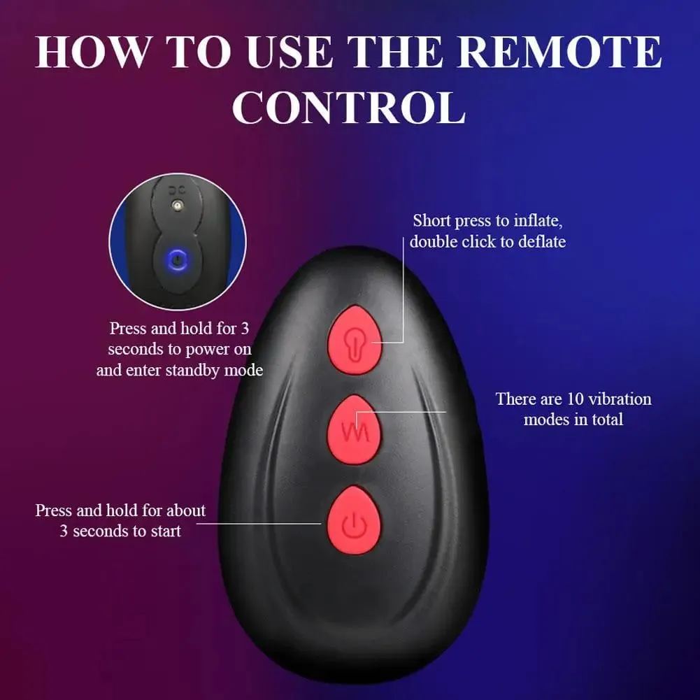 Wireless Remote Control Male Prostate Massager Inflatable Anal Plug 10 Vibration Modes Butt Plug Anal Expansion Vibrator Sex Toy