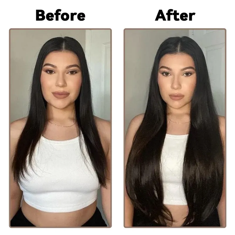 Synthetic Long Straight No Clip Invisible Line Hair Extensions 40 55 80cm Natural Brown Blonde Fake Hairpiece For Women