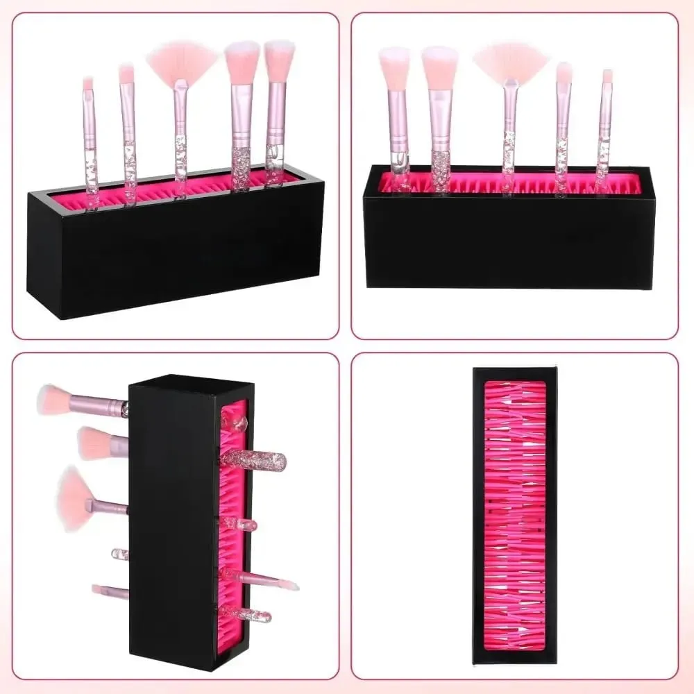 Creative Makeup Brushes Holder Compact Non-slip Pen Storage Case Large Capacity Portable Cosmetic Brush Drying Rack — image 4