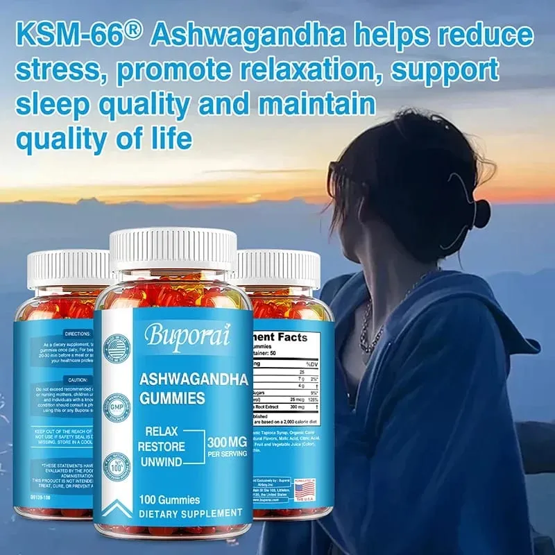 Ashwagandha Gummies - Relieve Stress Enhance Memory Focus Promote Immune and Nervous System Health and Metabolism