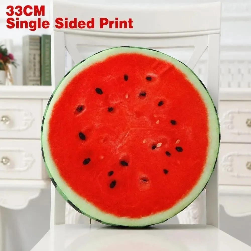 Cute Round Fruit Pillow Fruit Slice Print Plush Fabric Seat Cushion Stuffed Inner Simulation Plush Pillow Sofa Decor — image 18
