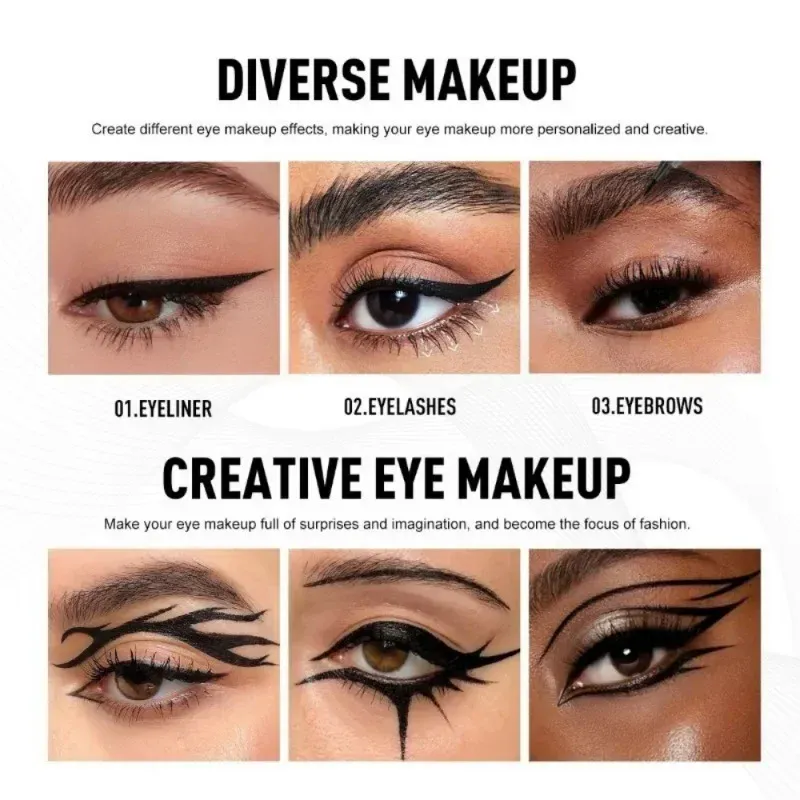 3Pcs Smooth Eyeliner Pen - Smudge-Proof Eye Pen Quick-Dry For All Occasions Black And Dark Brown Eye Makeup