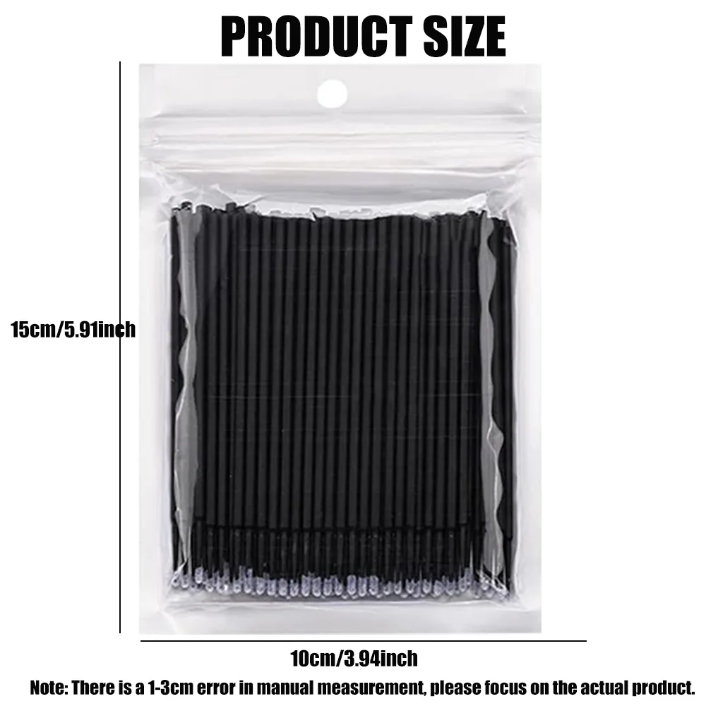 100PCS Micro Swab Applicator Eyelash Cleaning Brush Lash Extension Micro Brushes Cotton Swab Individual Eyelashes Removing Tool