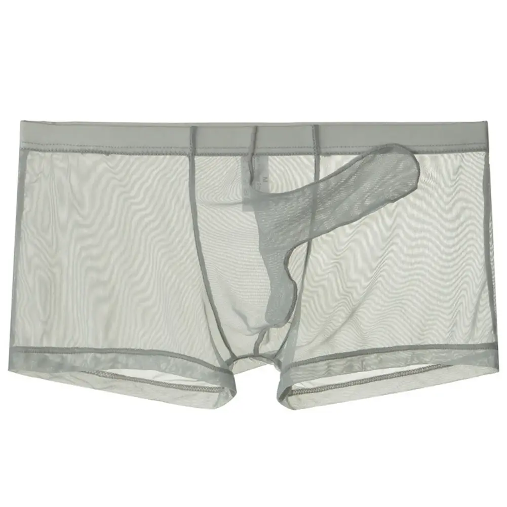Biancheria intima leggera trasparente da uomo sexy in rete trasparente trasparente con boxer traspiranti, mutandine boxer maschili con separazione di proiettili