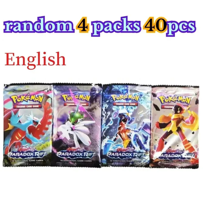 fun 40 Pieces Pokemon Card Pack 4 Sets Sun Moon Violet 151 English Trading Cards Collectible Toys Halloween Gift Fantasy Sci Fi