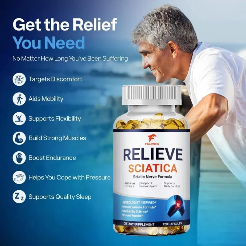 Relieve Sciatica Capsules - Helps Relieve Joint Pain Supports Daily Nervous System Bone & Nerve Health Balances Inflammation