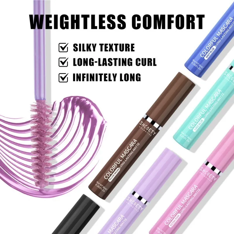 6-color Color Mascara Waterproof and Non-smudged Slender and Thick Curly Christmas Stage Hot Makeup Eye Cosmetics