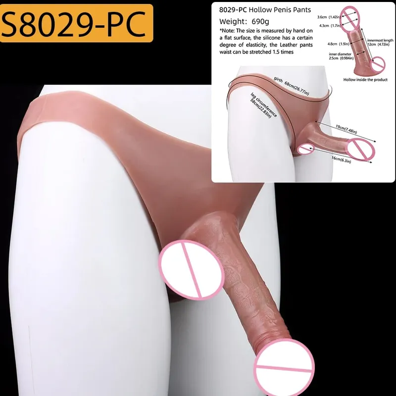 Strap-On Lifelike κάλυμμα πέους насадка на член Large Hollow DildoPants Intimate ενήλικα σεξ παιχνίδι για σεξ ζευγάρια