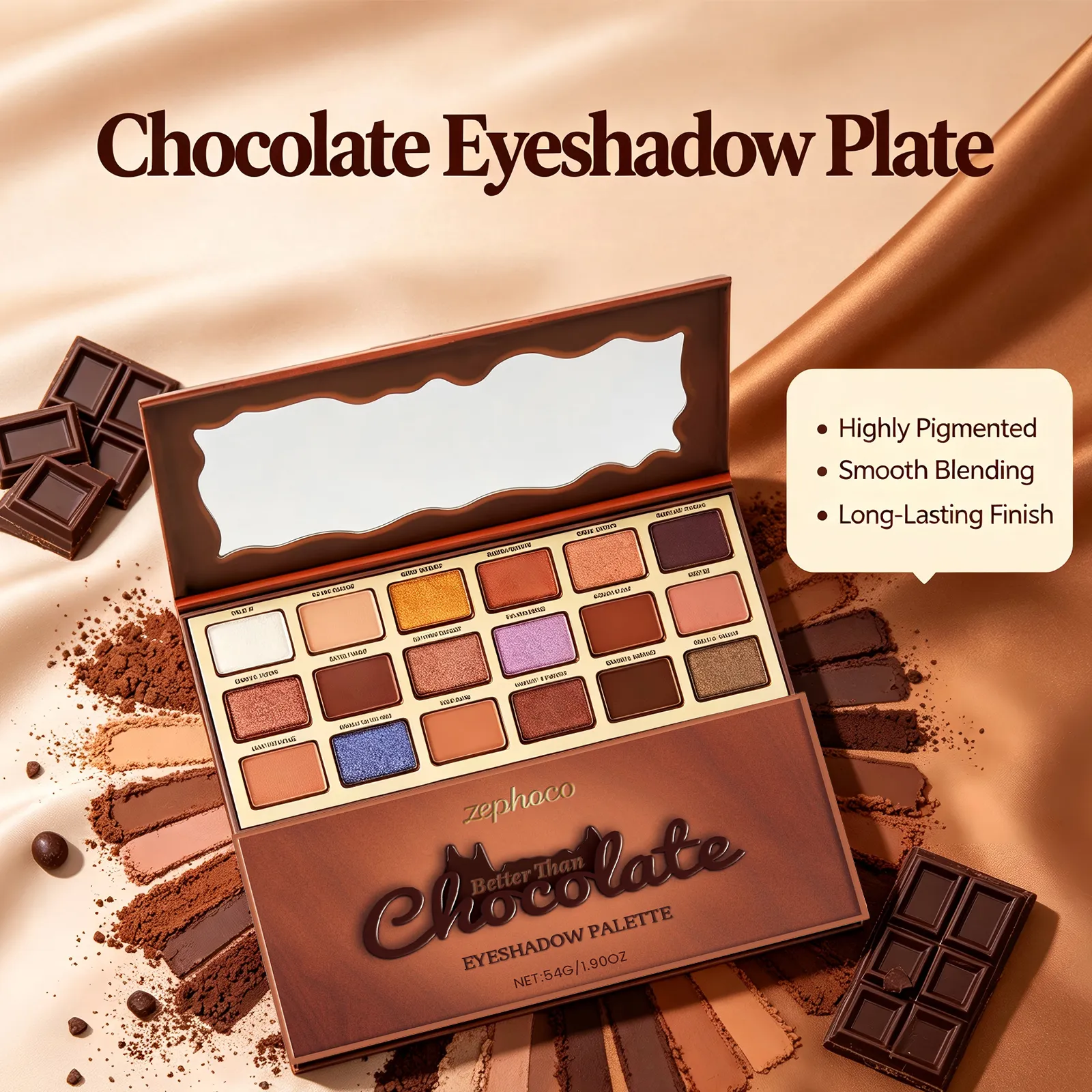 18 Color Chocolate Style Eyeshadow Palette Earth Colored Highlight Cool Tone Long Lasting Pigmented Eyeshadow Eye Makeup
