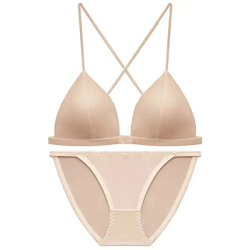 French Style Front Fastening Bra Thin Strap Triangle Cup Leopard Print Sensual Back Design Lightweight Small Bust BANERDANNI — image 3