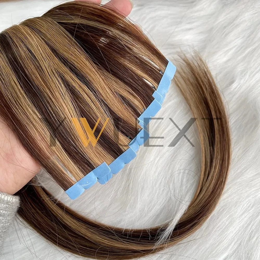 Mini Tape In Human Hair Extensions 12"-20" Machine Remy Skin Weft Adhesive Tape Hair Natural Black Brown Blonde Tape Ons 10pcs