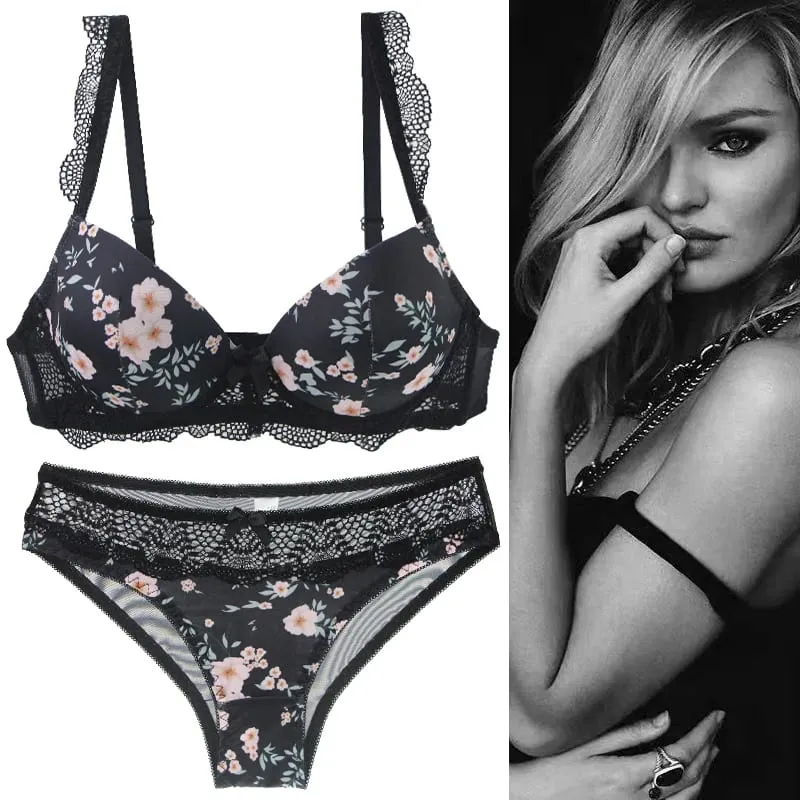 2023 novas senhoras sexy conjunto de sutiãs para grandes boops bcde copo arco floral roupa interior preto bege azul vermelho branco renda lingerie feminina