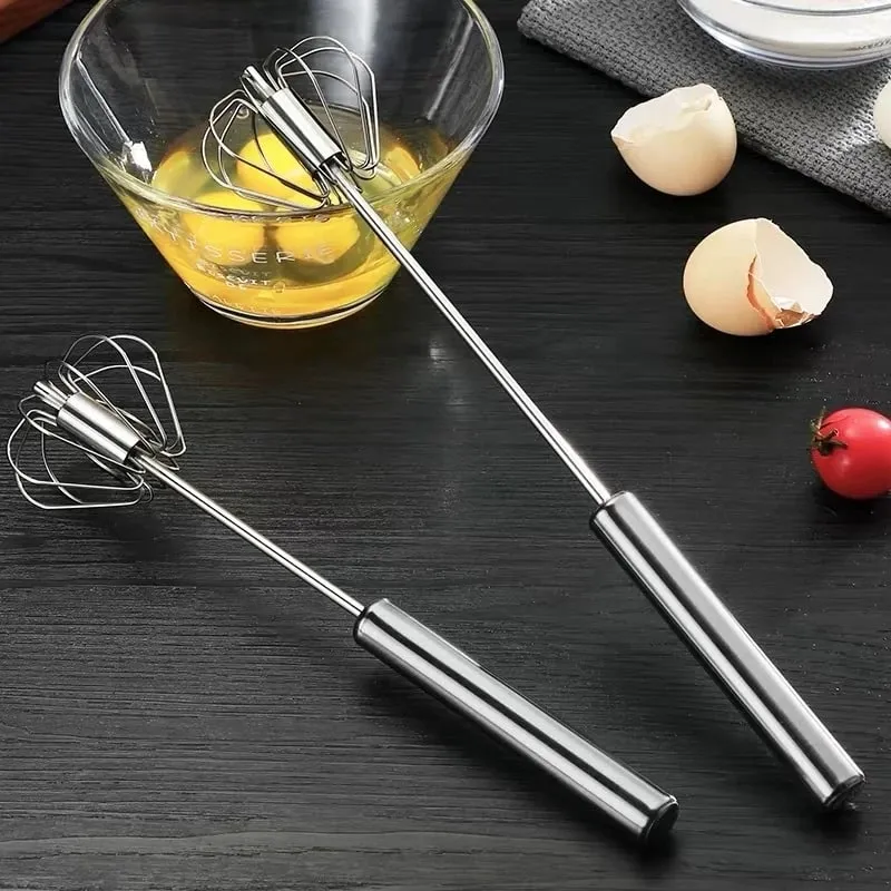 Household Semi-Automatic Rotating Egg Beater Stainless Steel Turning Cream Utensils Whisk Manual Mixer Kitchen Egg Tool