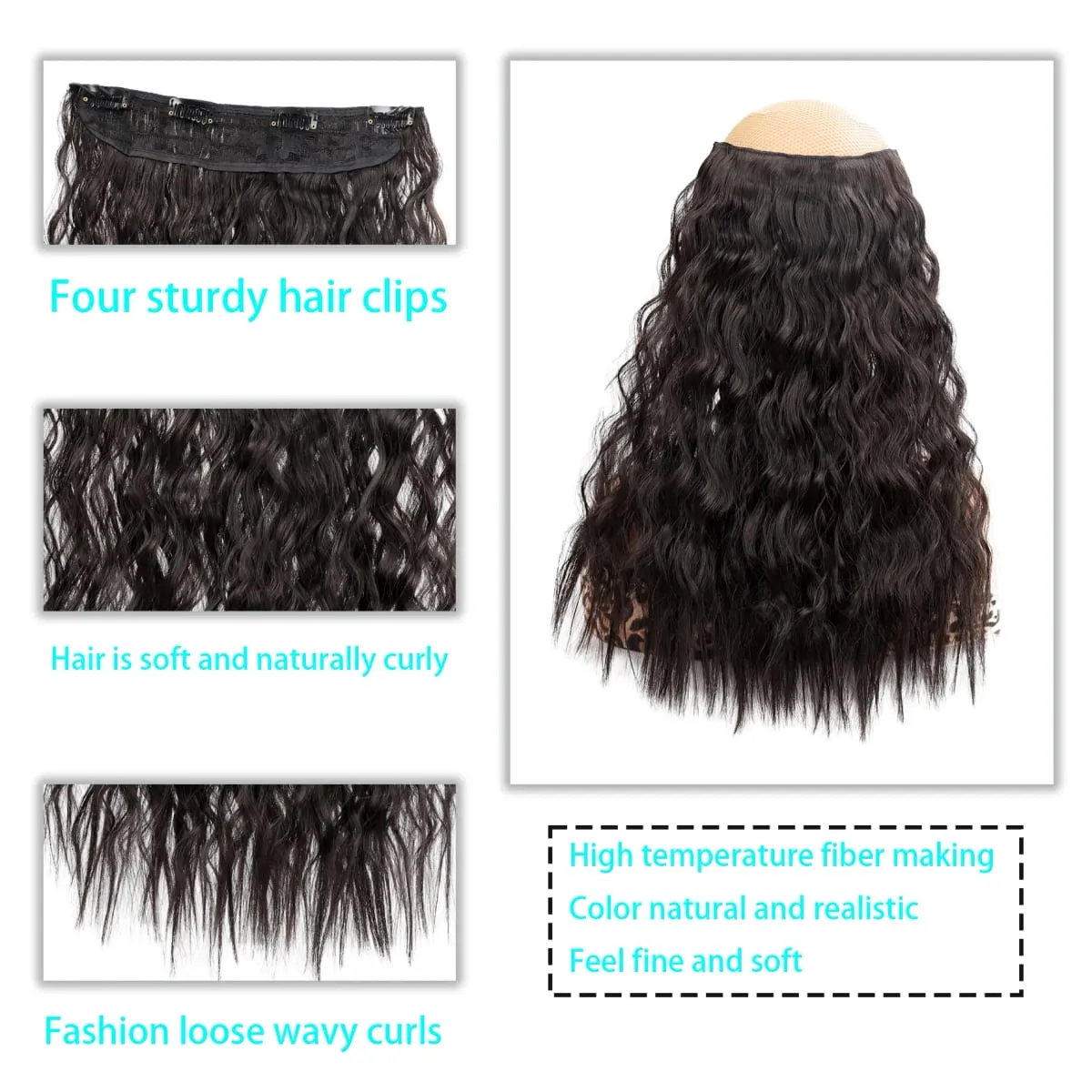 Synthetic corn beard curly hair extensions in three sizes wig head covers full top hair covers replacement for women's wigs