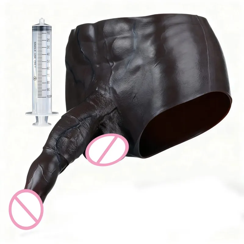 Black Nude Silicone Squirting Panties With Simulated Solid Penis Strapon Big Realistic Ejaculation Dildo Sex Toy For Women — image 53