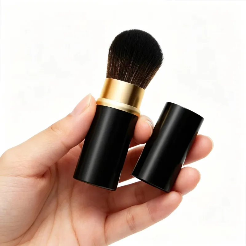 Travel-Ready Portable Telescopic Makeup Brushes Set - Metal Handle for Blush Contouring Powder Perfect Compact Size for On-the-G