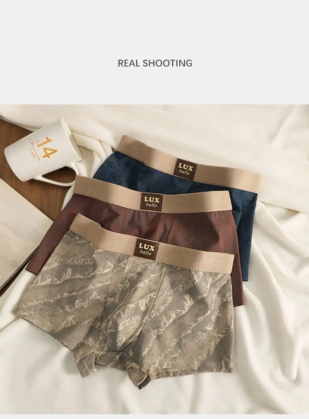 3 unidades/pacote 100% algodão impressão de luxo boxers hombre malha 3d respirável antibacteriano bolsa roupa interior confortável macio calcinha masculina